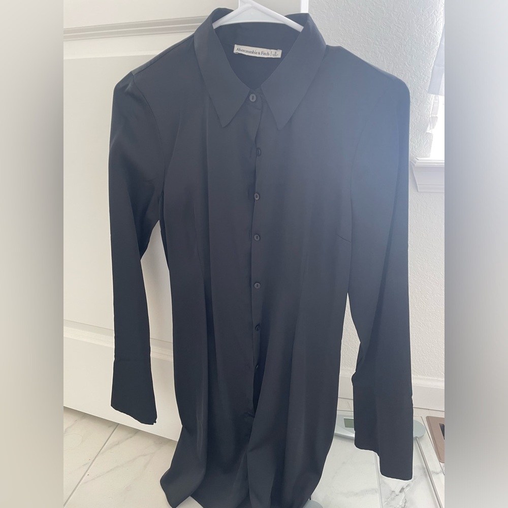 A and F Silk Button Down Mini Dress
